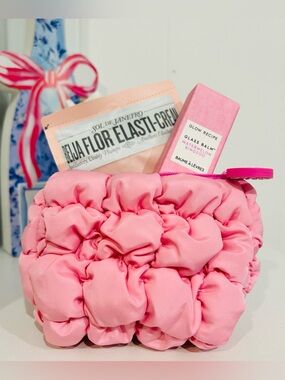 Sephora Pink Puffy Cosmetic Bag, Glow Recipe Glass Balm and Sol De Janeiro